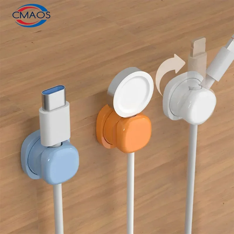 3 Pack Rotatable Desktop Cable Organizer Spring Loaded Charging Cord Management Holder Clip for Neat Desk Organization