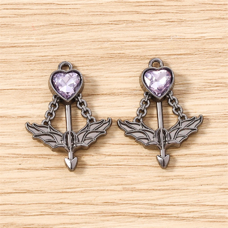5 Stück 19x16mm Niedliche Kristall-Metall-Pfeil-Anhänger für Schmuckherstellung, Ohrhänger, Halsketten, Armbänder, DIY-Bastelbedarf – Detail 22