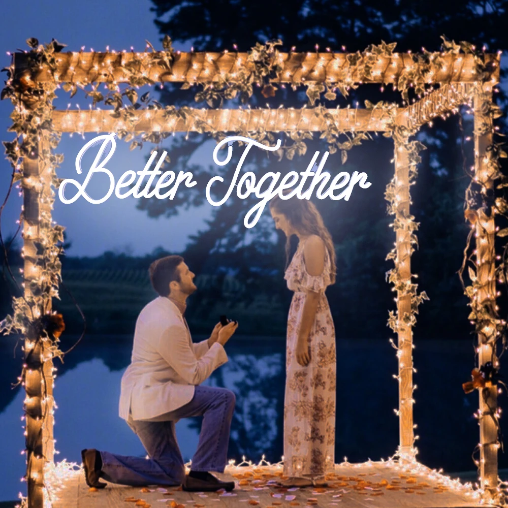 Wedding Day Decorations 76cm Better Together LED Neon Sign Dimmable Acrylic Transparent Neon  Light for Wedding Backdrop