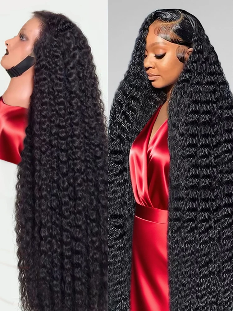 40 46 Inch Deep Wave Frontal Wig 13x4 13x6 360 HD Lace Frontal Wigs 300% Density Water Curly Human Hair Lace Front Wig For Women