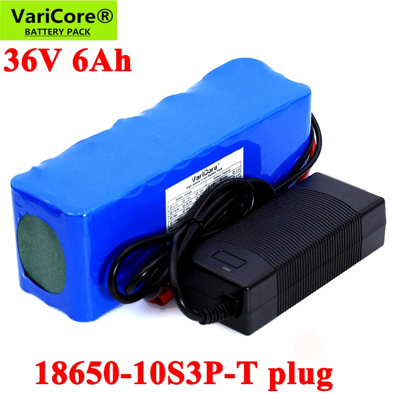 VariCore 36V 6Ah batteries Built in 20A BMS 18650 10S3P Lithium Battery Pack  with 42V 2A Charger