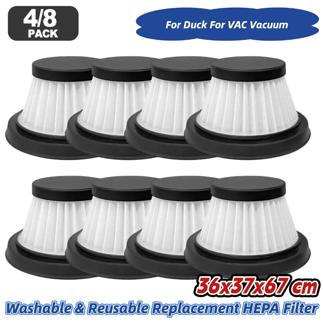 Filtro HEPA de repuesto lavable y reutilizable, filtración de alta eficiencia para piezas de aspiradora inalámbrica compacta Duck, 8/4 Uds.