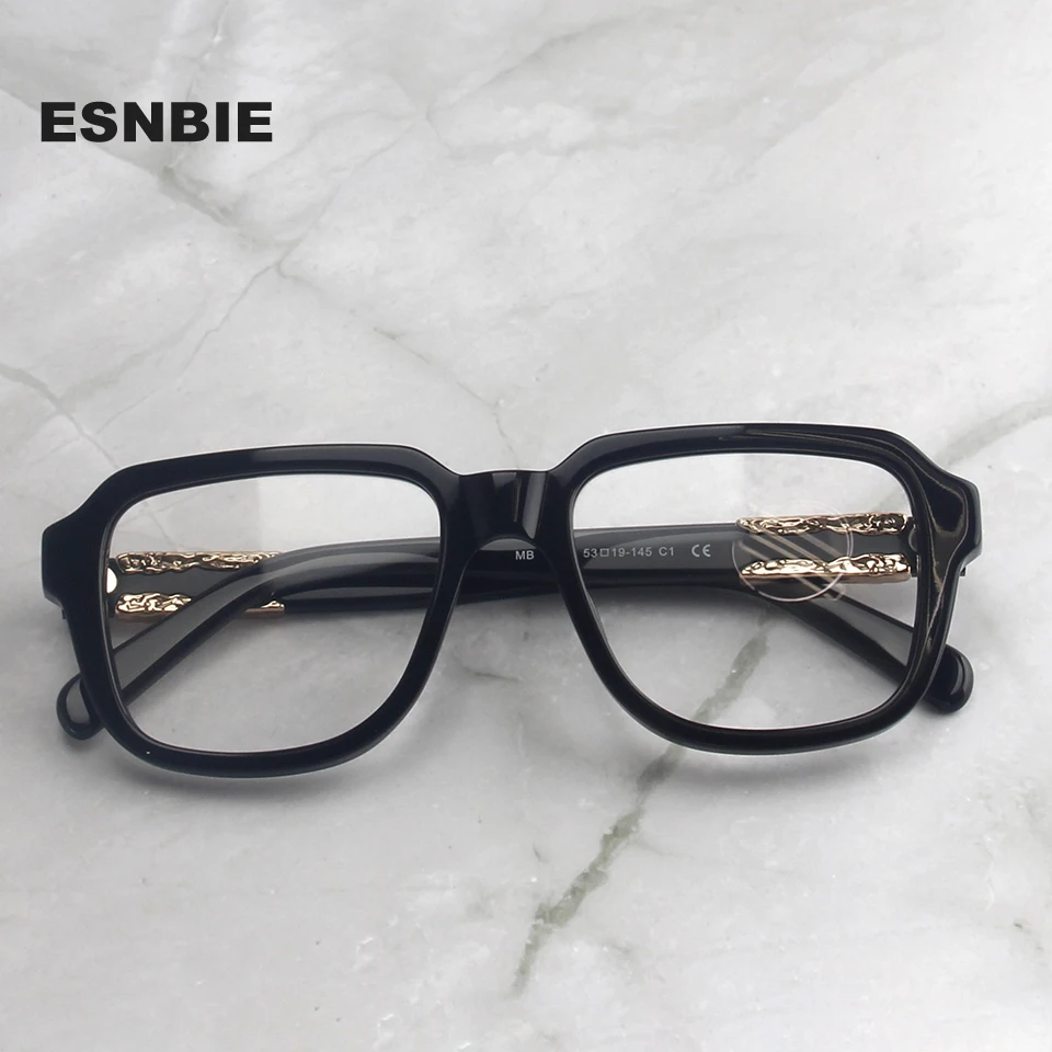 Montura de gafas rectangulares de acetato para hombres y mujeres, gafas sin receta, gafas con lentes transparentes, gafas ópticas cuadradas, gafas de sol