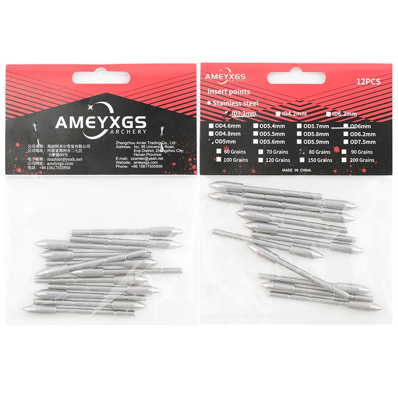 12PCS 80/100/120gr Arrowheads Arrow Point for ID 3.2 mm Arrow Shaft OD 4.6/4.8/5.0mm Broad Head Target Archery Hunting