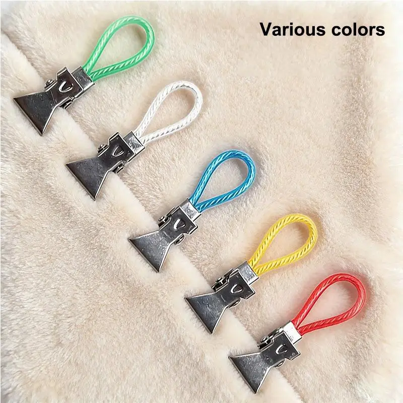 Stainless Steel Towel Clip with Color Lanyard Multi-functional Shower Curtain Clamp Tea Towel Holder for Bathroom Living Room