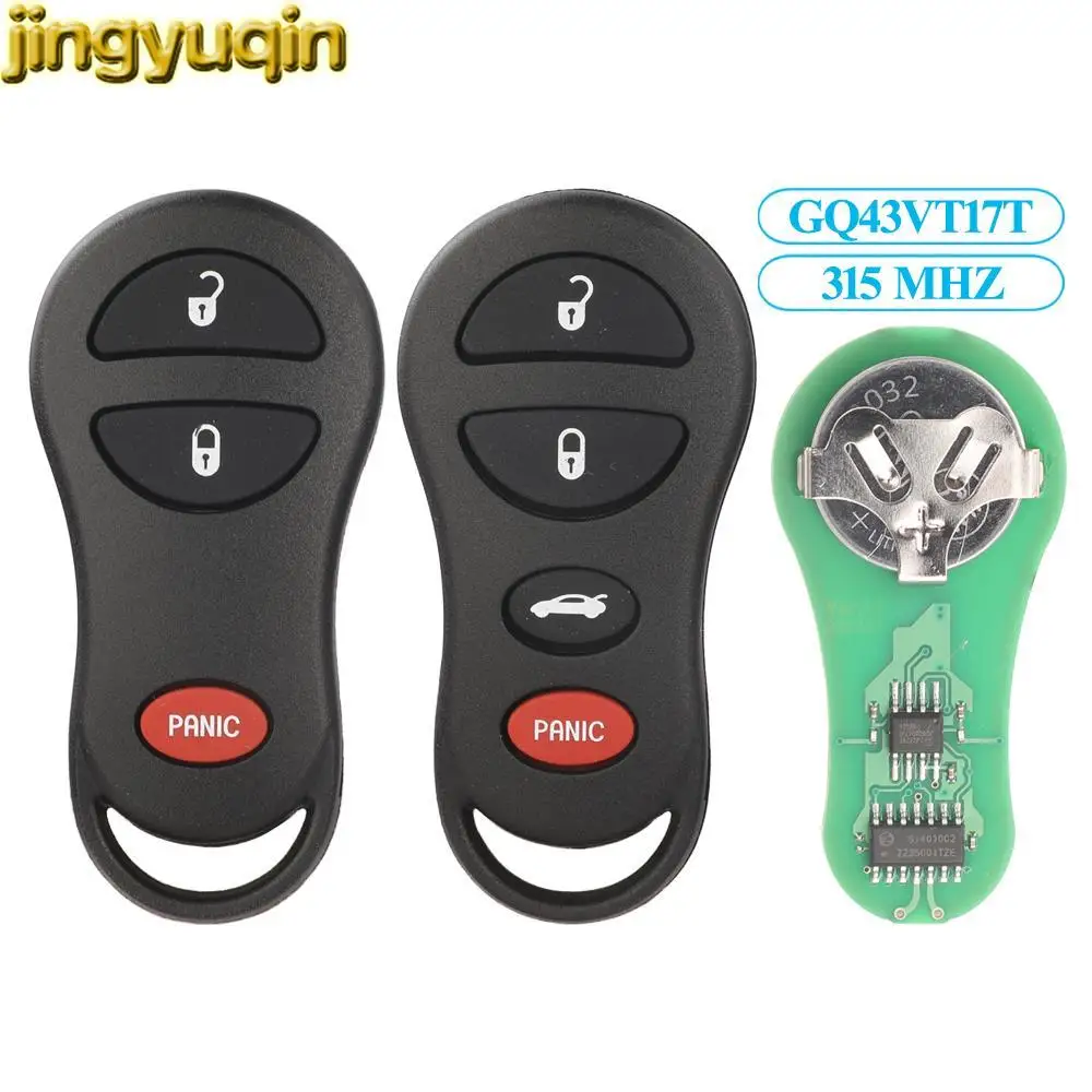 Jingyuqin 10pcs Remote Car Key Control GQ43VT17T 315MHZ For Jeep Dodge Durango Chrysler 300M Concorde 2001 2002 2003 2004 3/4B