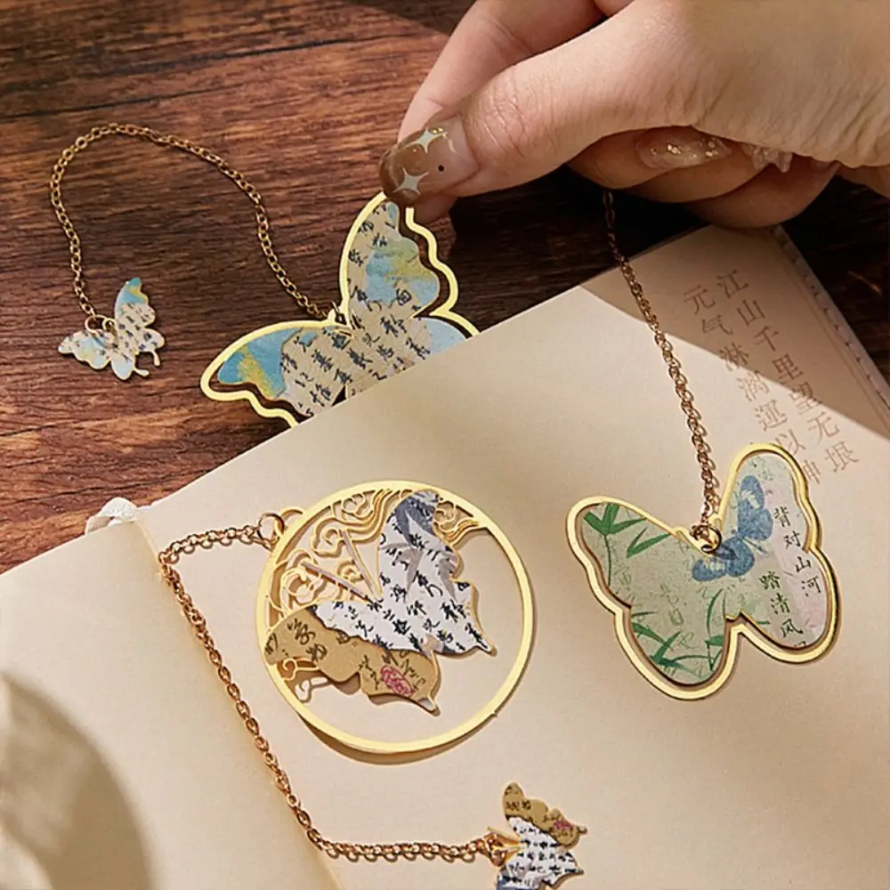 Hollow Tassel Butterfly Metal Bookmark DIY Chinese Style Antique Bowknot Book Clip Metal Portable Butterfly Book Page Holder