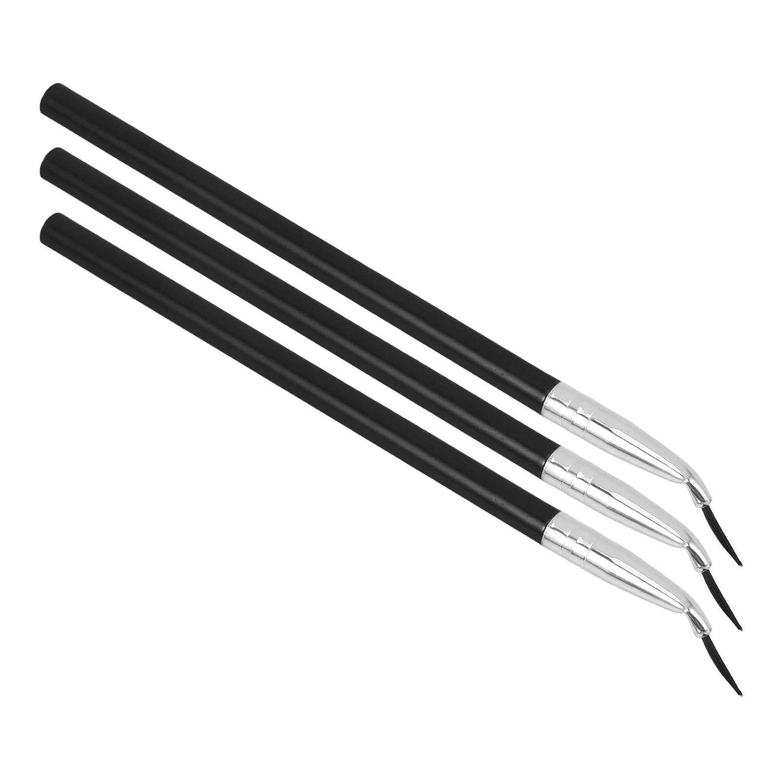 3-teiliger Make-up-Pinsel, abgewinkeltes Eyeliner-Werkzeug für scharfe Linien, langer Griff, Kontrolle, weiche, nicht ausfallende Borsten, reisefreundlich