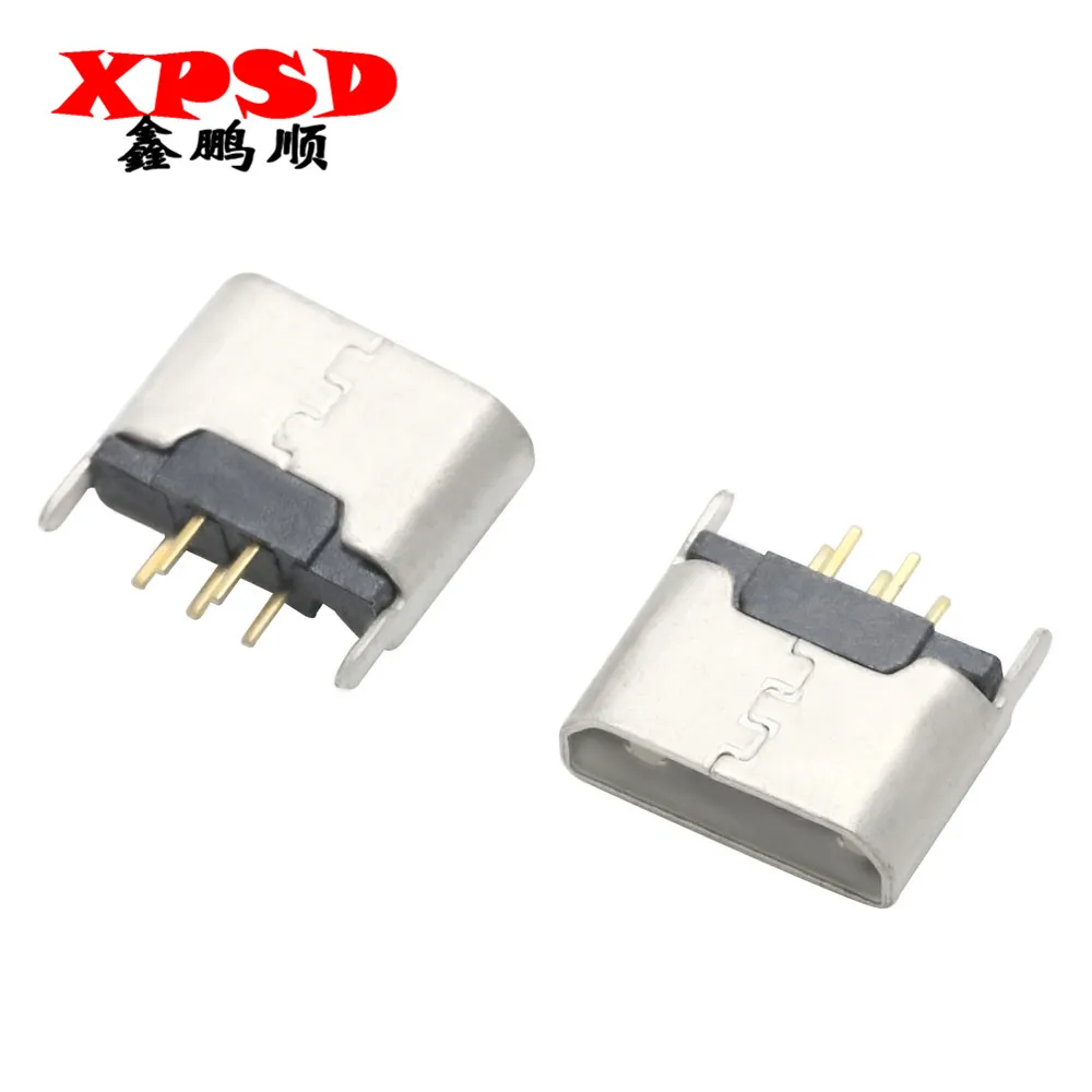 

10PCS micro USB female 5p female interface connector 180 degree vertical in-line edgeless charging female