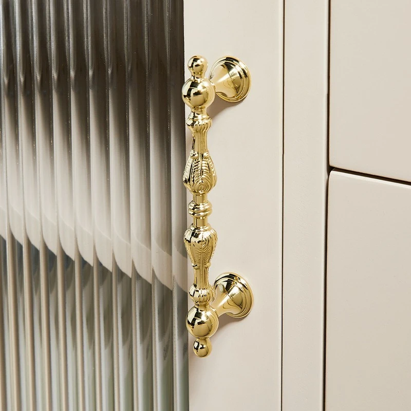 Bronze American-style engraved pattern drawer pull handle for light luxury modern minimalist kitchen cabinet and wardrobe door