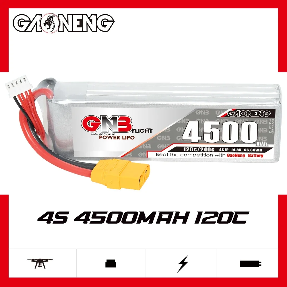 

GAONENG GNB 4500mAh 4S 120C 240C 14.8V XT90 LiPo Battery RC Truck Airplane Helicopter MultiCopter RC Boat RC Hobbies