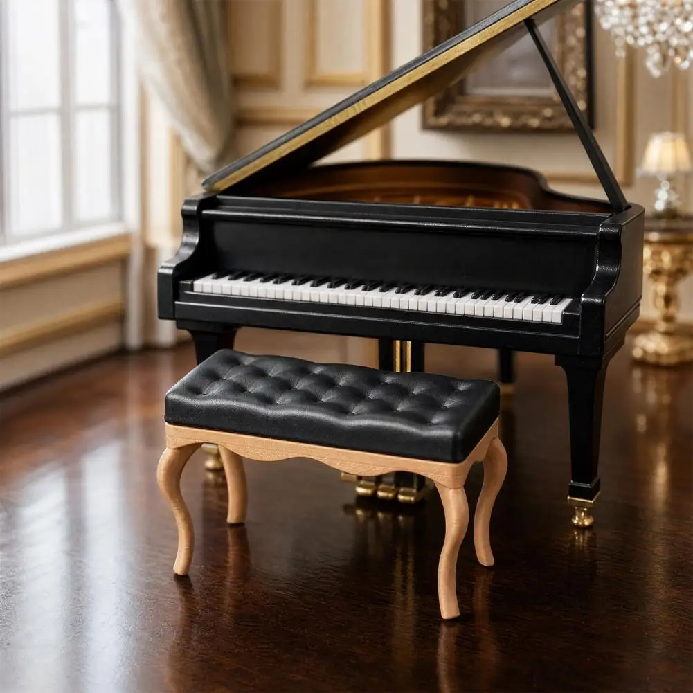 Doll House Piano Chair Miniature Piano Chair Ornament Miniature Dollhouse Grand Piano Chair Finely Crafted Miniature for Micro