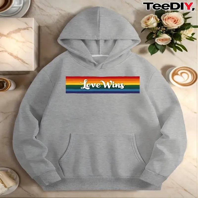 

Winter Fall Women Plus Size Sweatshirt Rainbow Love Wins Print Sofe Pure Cotton Warm Fabric Round Neck Fashionable Elegant