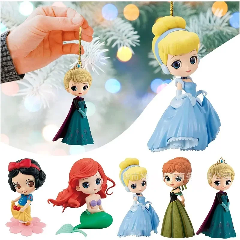 Disney Princess Cartoon Christmas Tree Ornament Pendant Anime Figures Snow White Frozen Elsa Anna Home Christmas Decoration Toys