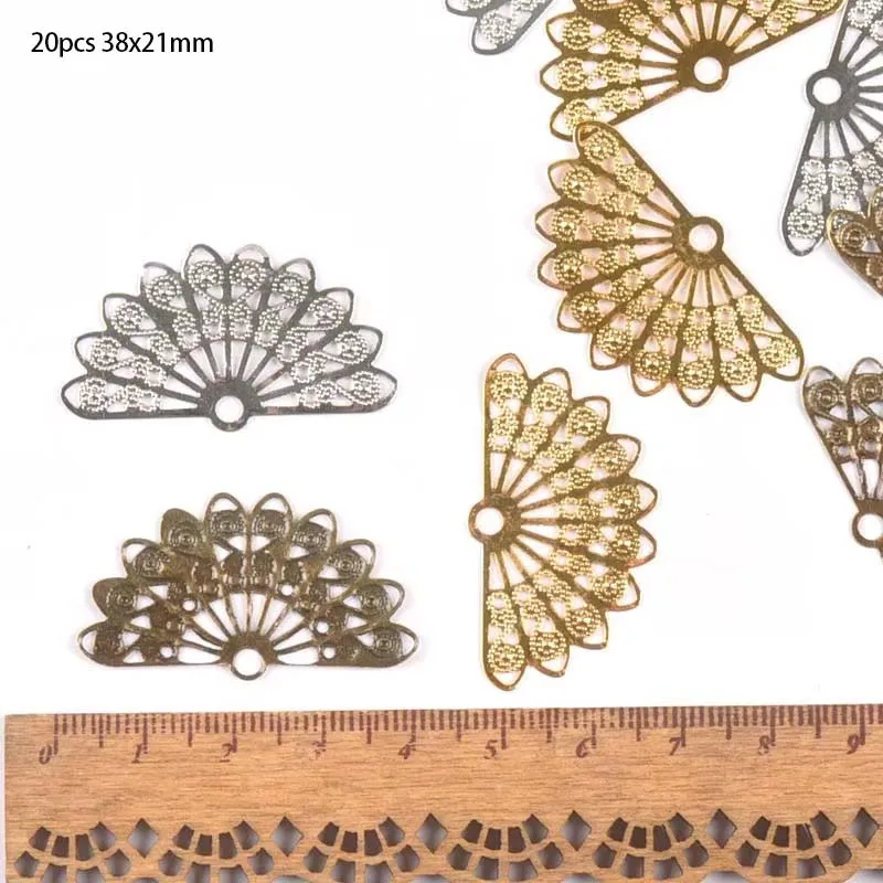 20Pcs 3 color Filigree Wraps Flower Connectors Metal Crafts Gift Decoration DIY Findings Jewelry Making 38x21mm YKL0752