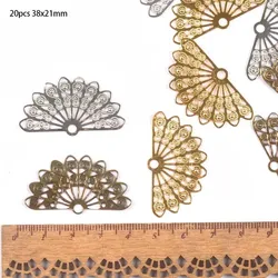 20Pcs 3 color Filigree Wraps Flower Connectors Metal Crafts Gift Decoration DIY Findings Jewelry Making 38x21mm YKL0752