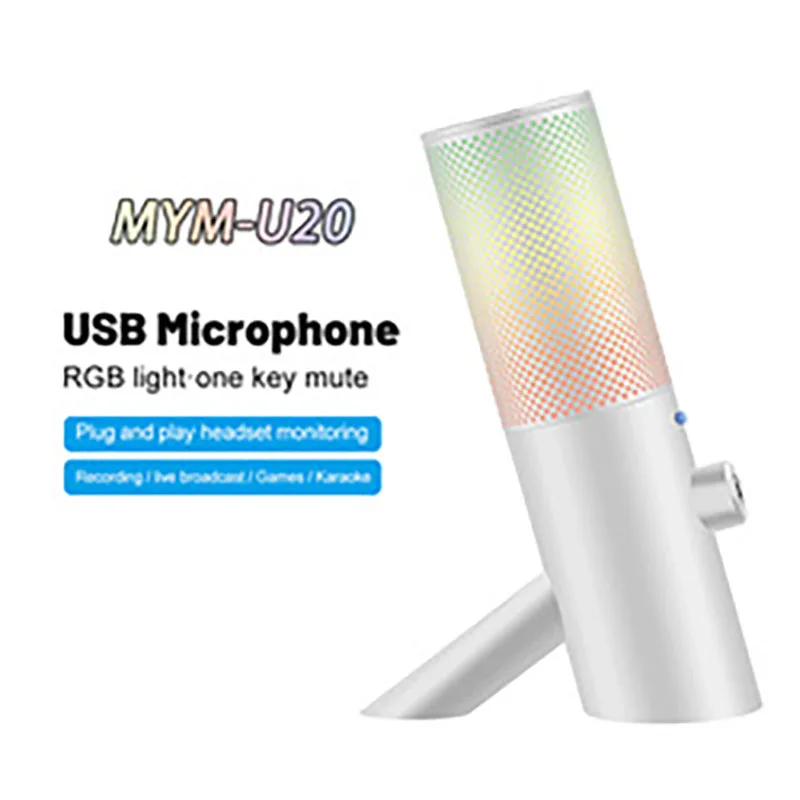 

Gaming Microphone for PC, USB Condenser Mic with RGB Lights, Mute, Gain, Headphone Output, Volume Control for Streaming, Podcast