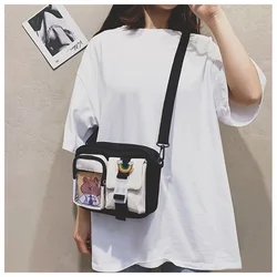 Japanse Kawaii Shoulder Bags Girls Student Small Nylon Crossbody Bags Mutipockets Transparent Women Cute Outdoor Bolsa Mujer