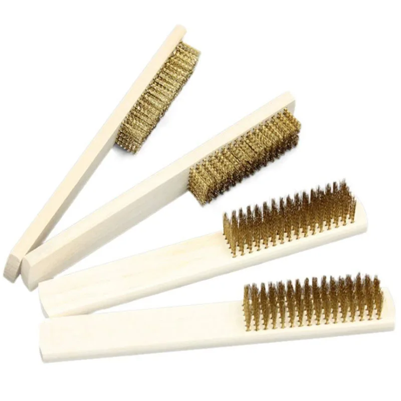 Polishing Grinding Brass Copper Wire Brush Steel Brush With Wooden Handle Nylon Wire Brush For Jewelry Rust Paint Removal