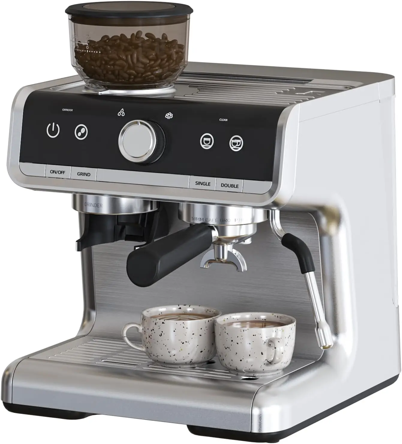 Máquina de café expreso de 20 bares con molinillo incorporado, cafetera semiautomática con varita para espumar leche, tanque de agua de 95 oz y Tempera PID