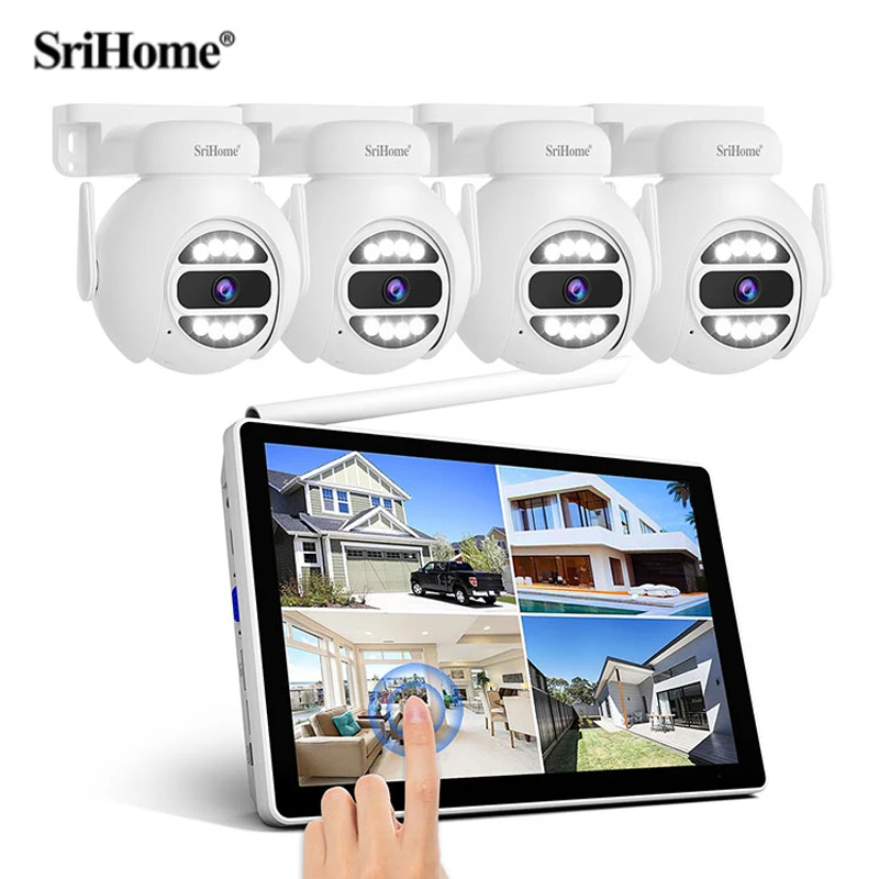 Srihome Wireless CCTV System WiFi Camera Kit 5MP Outdoor IP Cameras Security Protection Audio 2-8CH NVR Video Surveillance Set