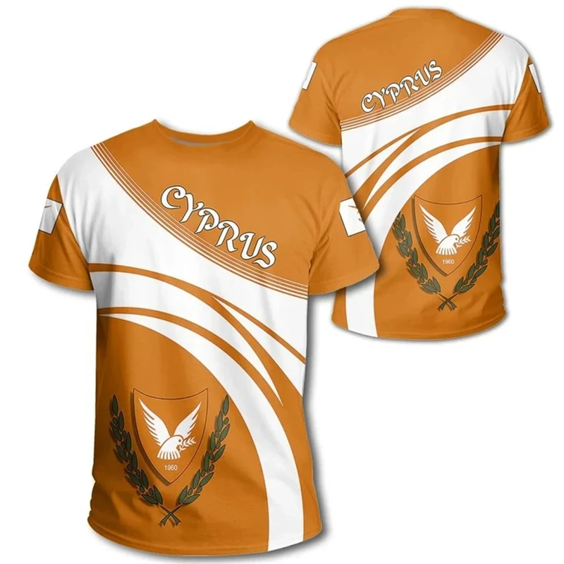 Cyprus National Flag And Emblem 3D Printed Summer Casual T-shirt Short Sleeved Summer Top Cool Men Women T Shirt Y2k Clothes