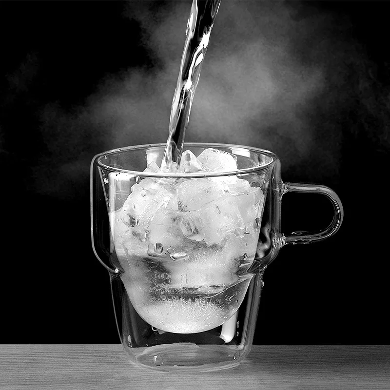 Double Wall Stackable Glass Cup Creative Thickened Models of Household Water Cup Borosilicate Heat-resistant Glass Coffee Cups