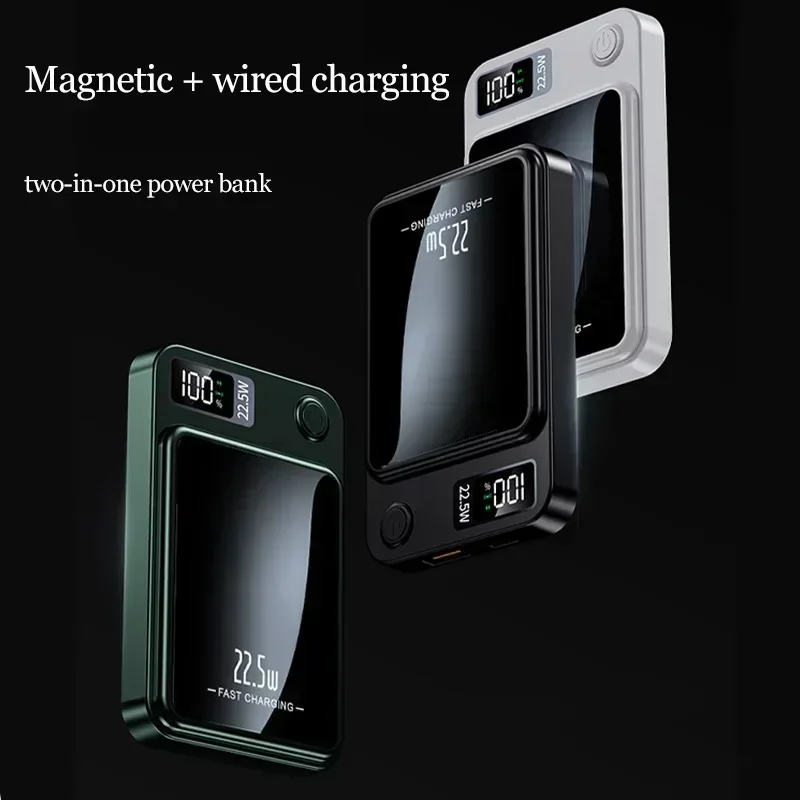 10000mAh Portable Magnetic Power Bank Fast Wireless Charger for Iphone 12 13 14 Pro Max Macsafe External Auxiliary Battery Pack