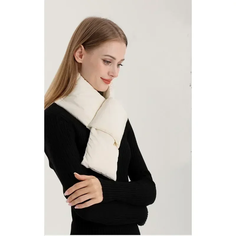 Women Down Cotton Scarf Windproof Winter Warm Thicken Down Cotton Scarf Camping Cycling Skiing Scarve Hiking Skiing Soft Scarves