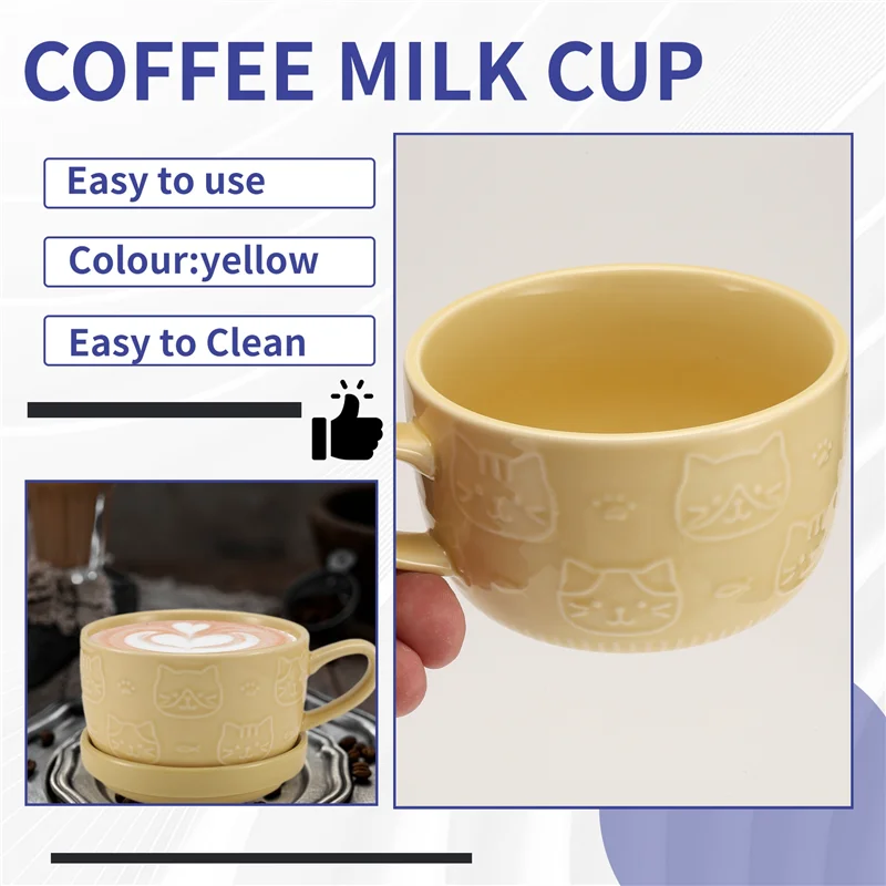 【Vendita flash】Tazze da caffè creative con coperchio Tazza in porcellana per gatti carini Colazione familiare Tazza per succo di latte Bevanda