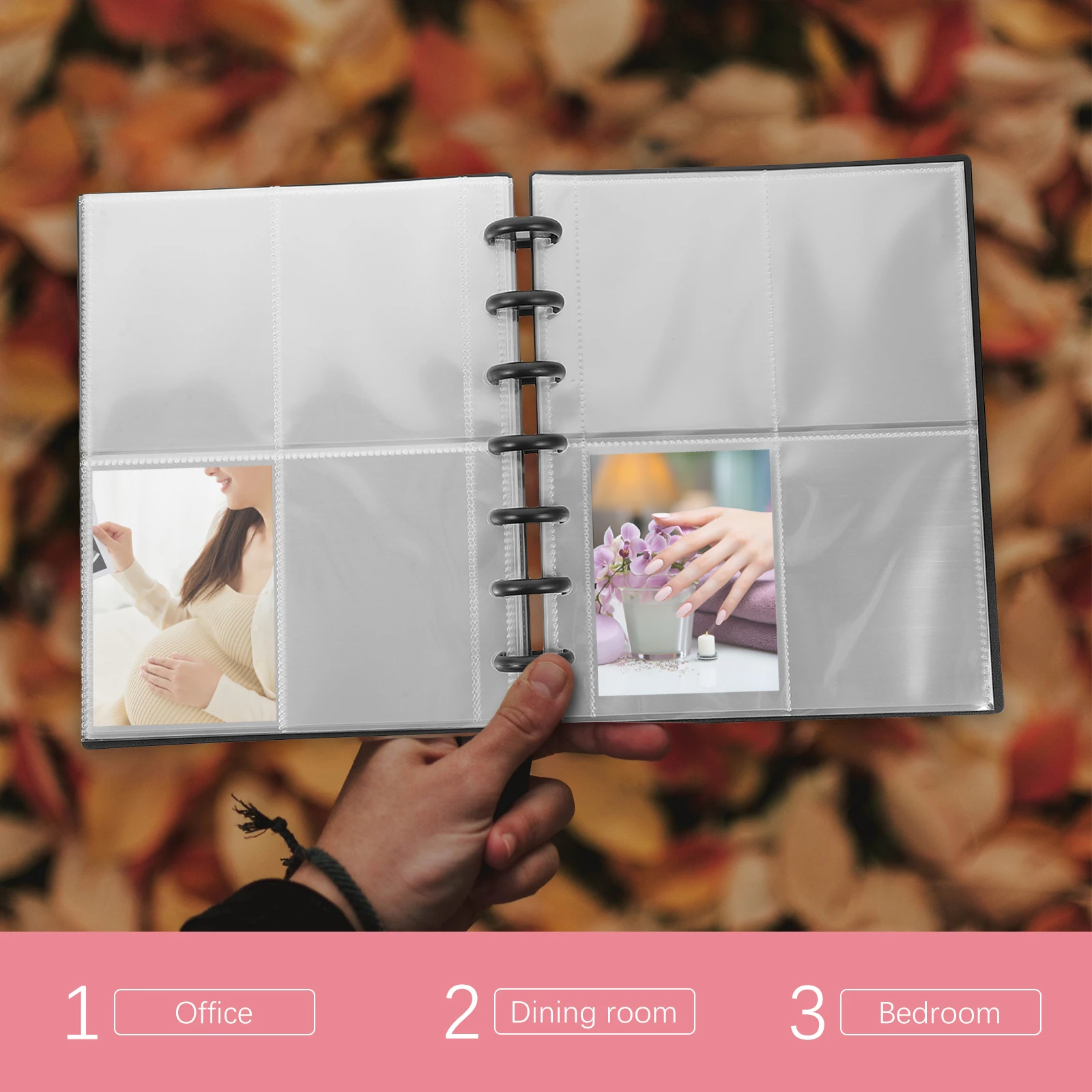 

Mushroom Button Card Book Family Photo Album Mini Plastic Sleeves Cards Storage Holder