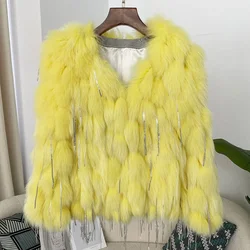 New Fashion Winter Warm Fur Women Coats Hot Sales New Real Fox Fur Jackets Tassels Natural Fox Fur Coat Thick Jackets