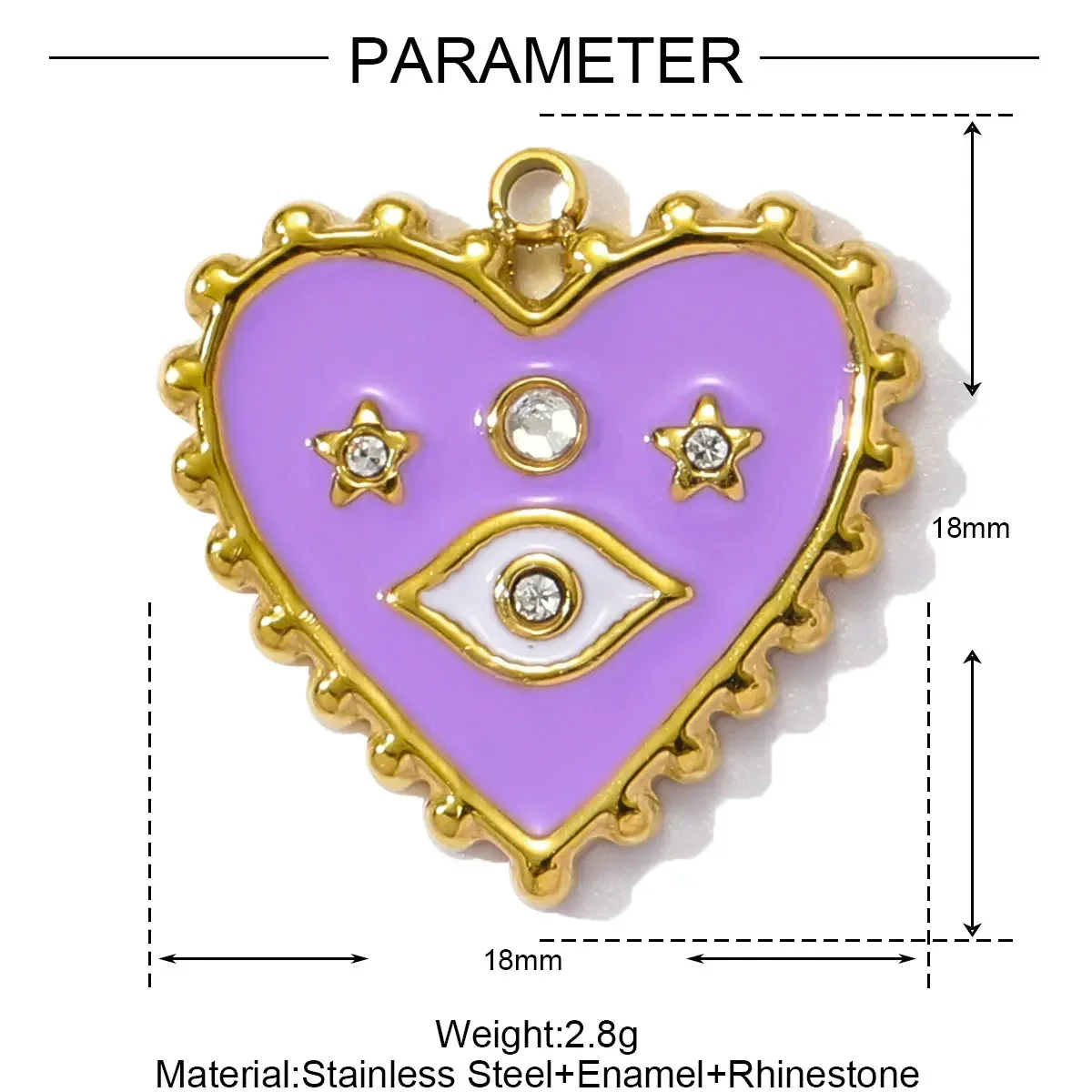 3 stks/partij Groothandel Rvs Emaille Vierkant Hart Diy Oorbel Bedels Vrouw Boze Oog Ketting Hangers Poker Sieraden - afbeelding 1