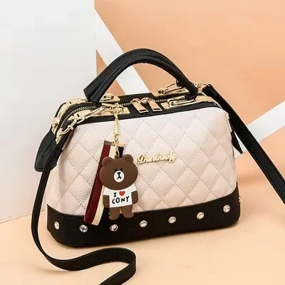 Bag Women New European and American Fashion Women\'s Bag Lingge Small Fragrant Handbag Boston Shoulder Bags