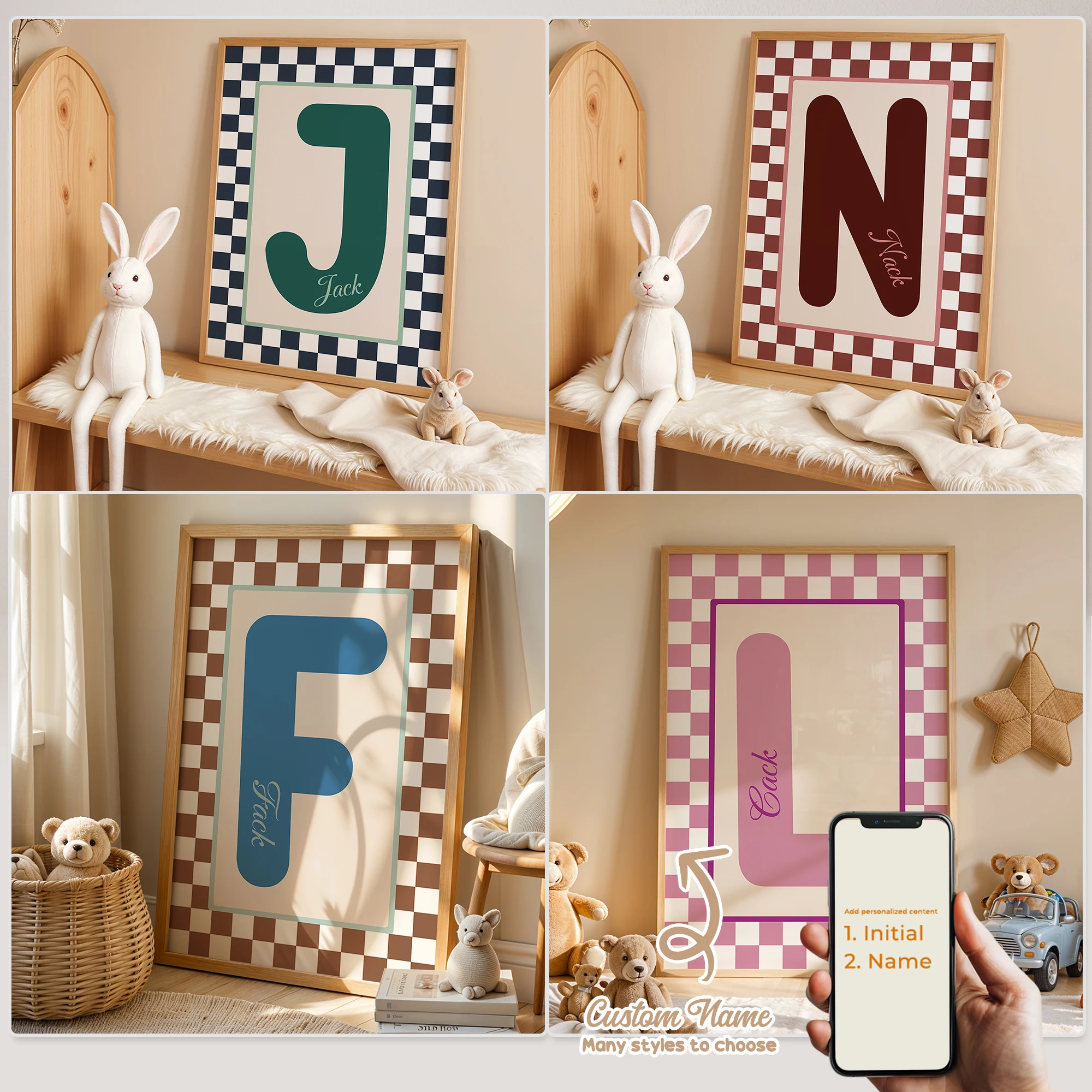 Personalized Custom Name Cartoon Child Stripe Wall Art Print Picture Canvas Poster Painting For Living Room Home Decor Gift