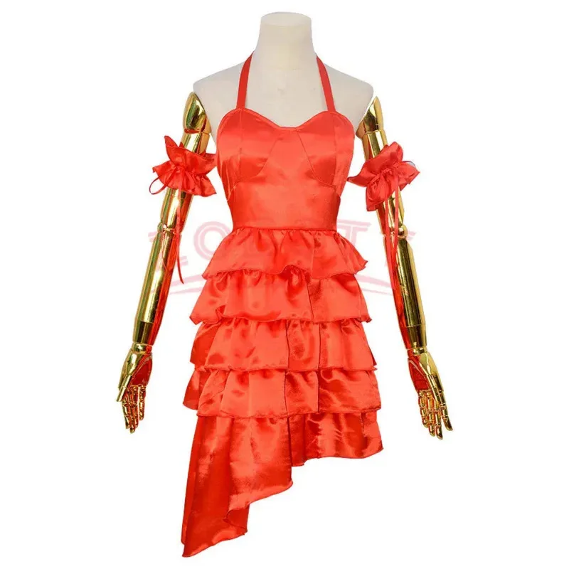 

New 2025 Movie Suicide Harley Cosplay Costume Squad Quinn Woman Red Layered Fancy Dress Harleen Mesh Ball Gown Girl Slip Dre❤❤dd