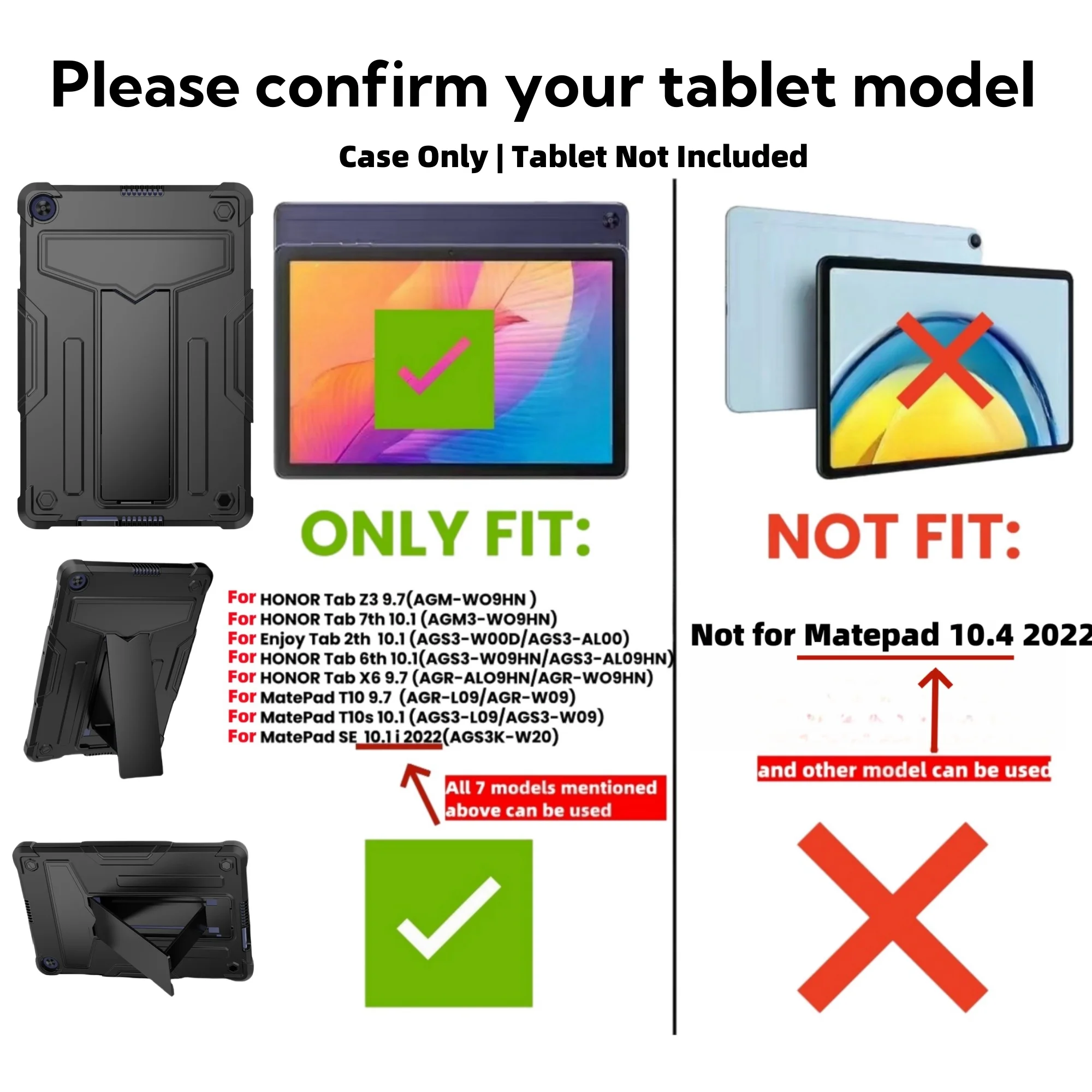 Case For Huawei Matepad T10s 10.1"/ T10 9.7" Heavy Duty Shockproof Cover with 3 Layer Rugged Rubber kickstand