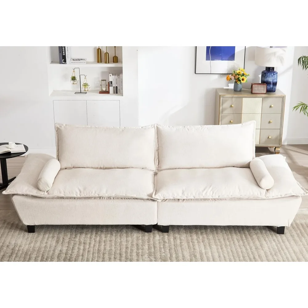 114”Modern Sailboat Loveseat Cloud Couch – Convertible Sofa Bed with Adjustable Depth,Deep Seats & Wide Armrests for Living Room