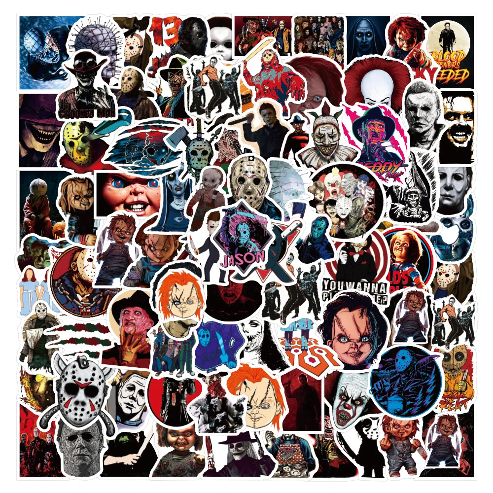 10/30/50/100PCS Mix Horror Movie Stickers Decals Skateboard Laptop Motorcycle Phone Bike Car Cool Waterproof Sticker for Kid Toy