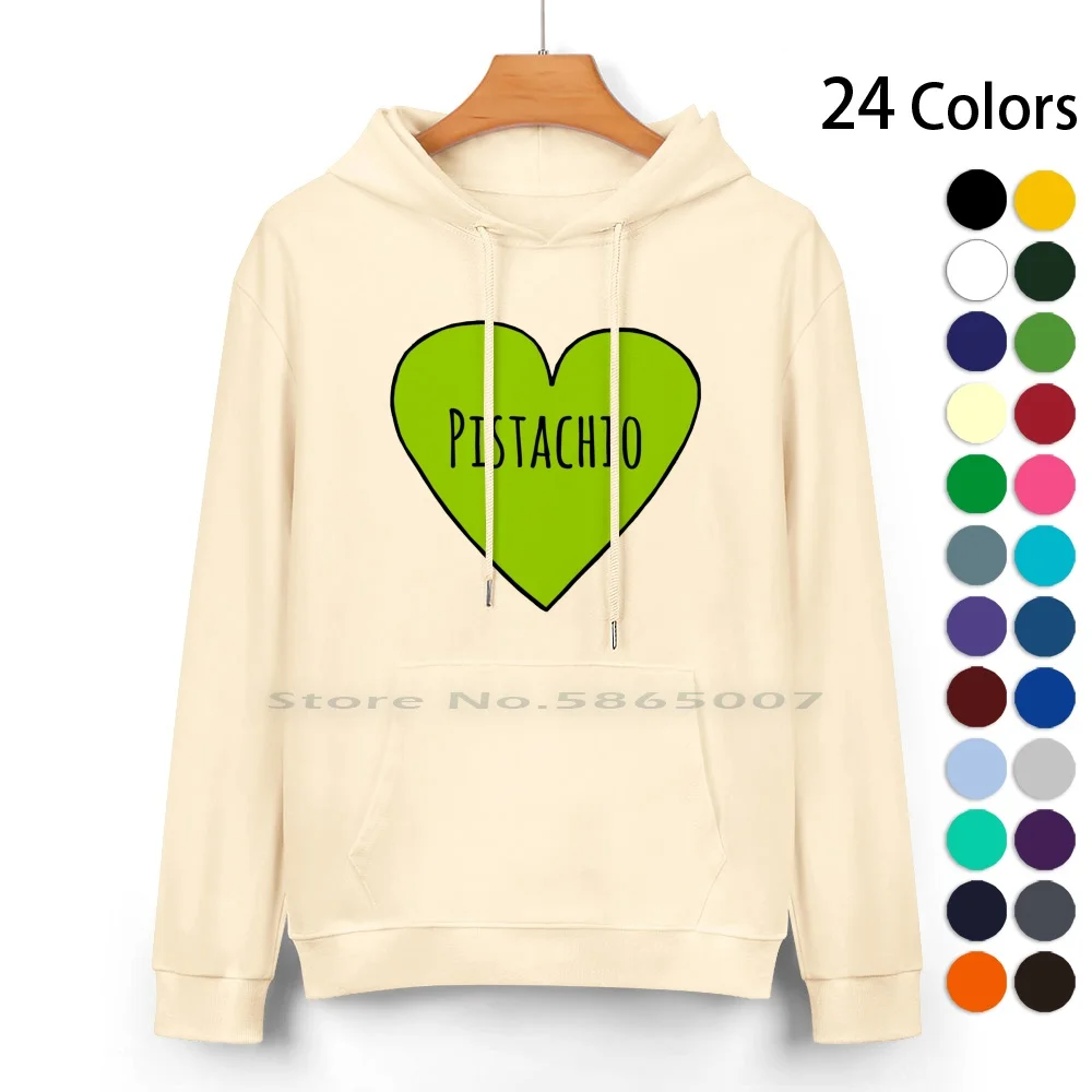 I Love Pistachio Sassy And Cute Pink Heart Shape Sketch Pistachio Lover Valentine Gift Pure Cotton Hoodie Sweater 24 Colors