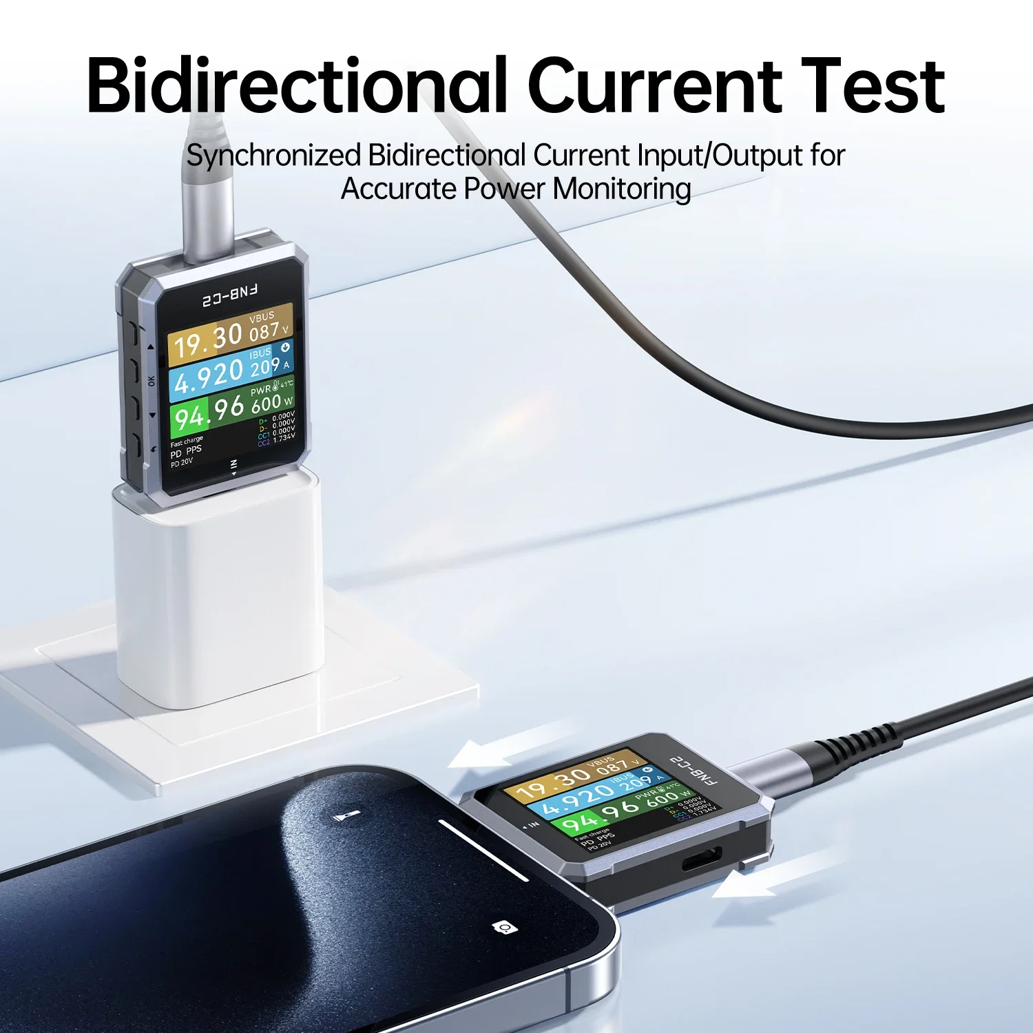FNIRSI FNB-C2 Typ-C Schnellladetester PD3.1 240W Maximalleistung Digitaler Amperemeter Voltmeter Ladegerät Powerbank Telefontester