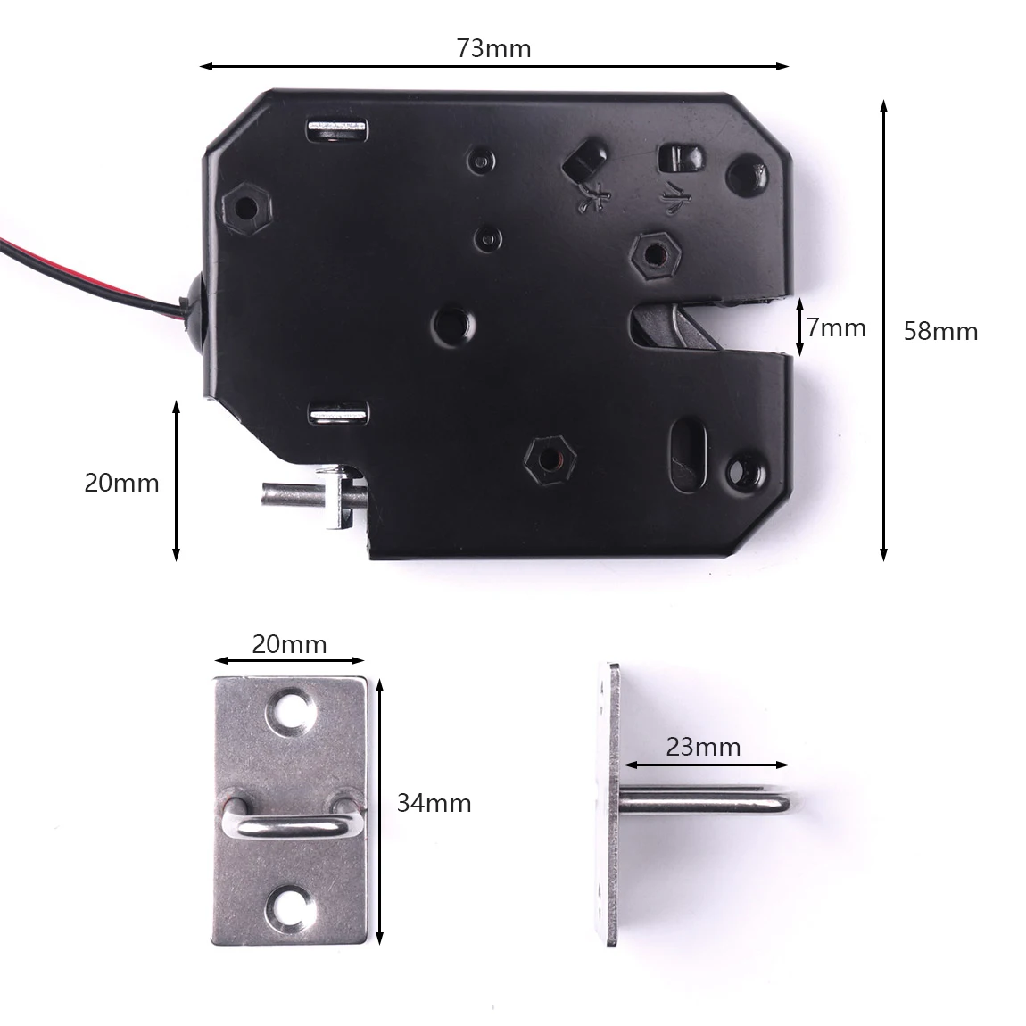 Electromagnetic Electric Control Mini Electric Bolt Lock Latch DC 12V 2A Carbon Steel Black Cabinet Lockers Solenoid Drawer Door