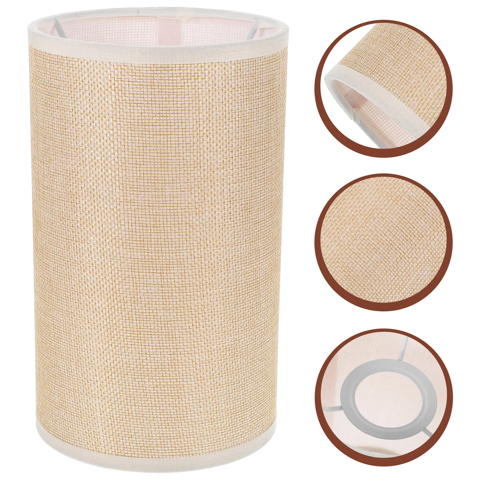 

Drum Lampshade Small E27 Base Fabric Lampshade Cover for Table Lamp Floor Desk Wall Light Indoor Warm Light Cylinder Shade Beige