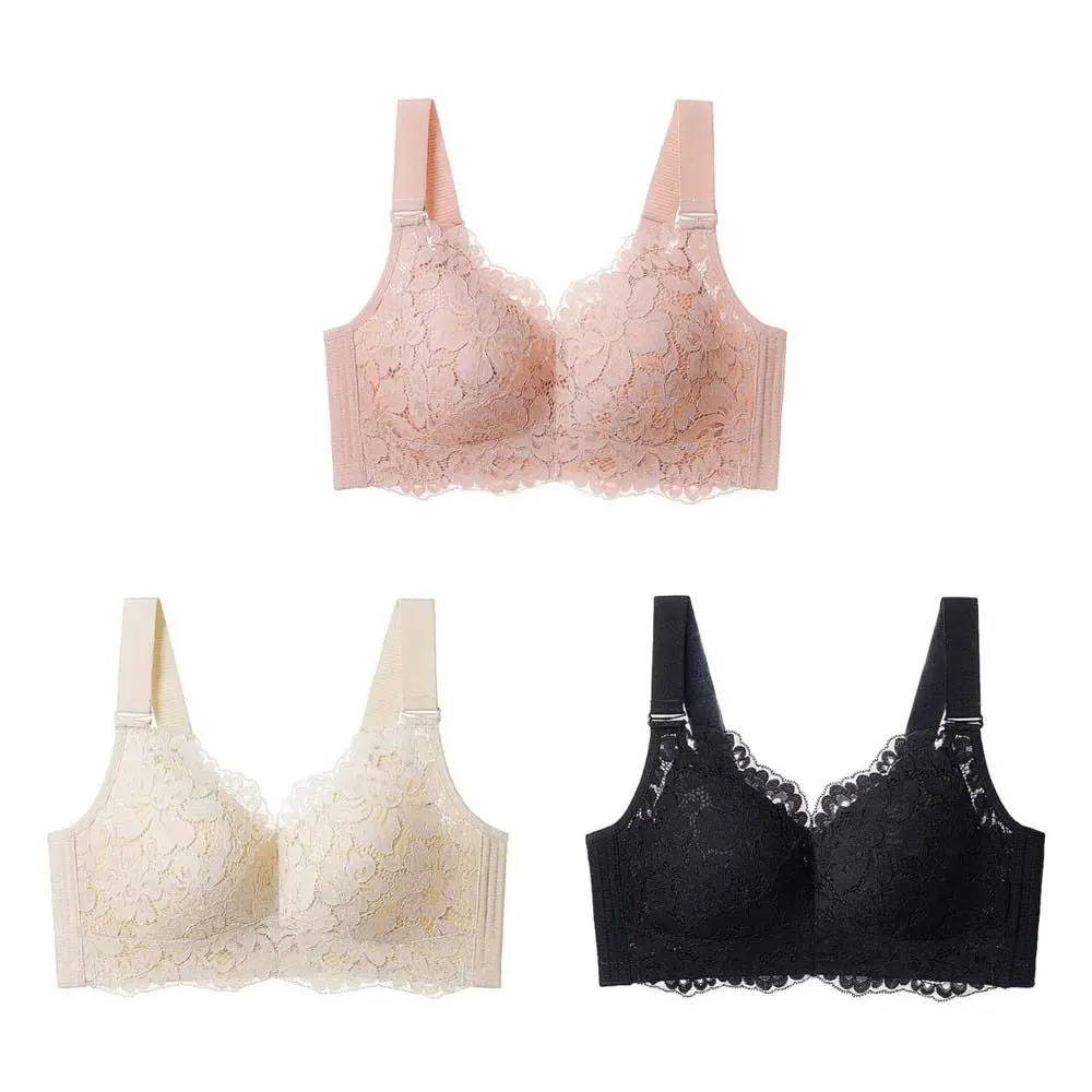 Soutien-gorge en dentelle sans couture, grande taille, antichoc, ajusté, sous-vêtements pour femmes, Lingerie confortable, sans fil, décolleté en V profond, pour dames