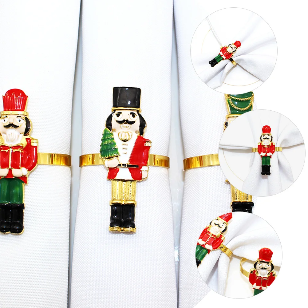 2Pcs Nutcracker Shaped Napkin Holders Christmas Table Decorations Fine Workmanship Accessory Nutcracker Napkin Rings