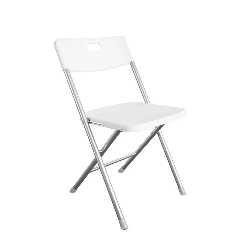 Resin Seat & Back Folding Chair, White，Slip-Resistant，Steel，19.00 x 18.00 x 29.50 Inches