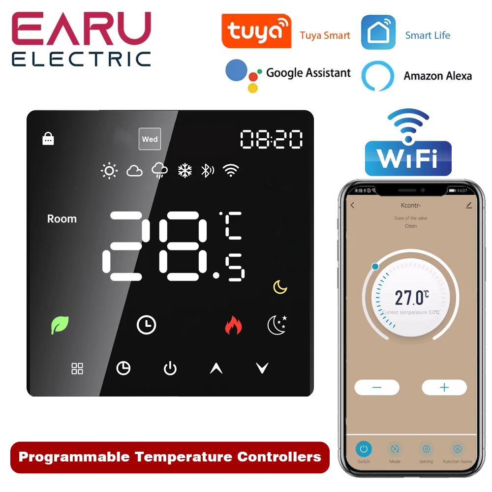 Tuya WiFi Smart Thermostat Electric Floor Heating TRV Water Gas Boiler Temperature Voice Remote Controller for Google Home Alexa