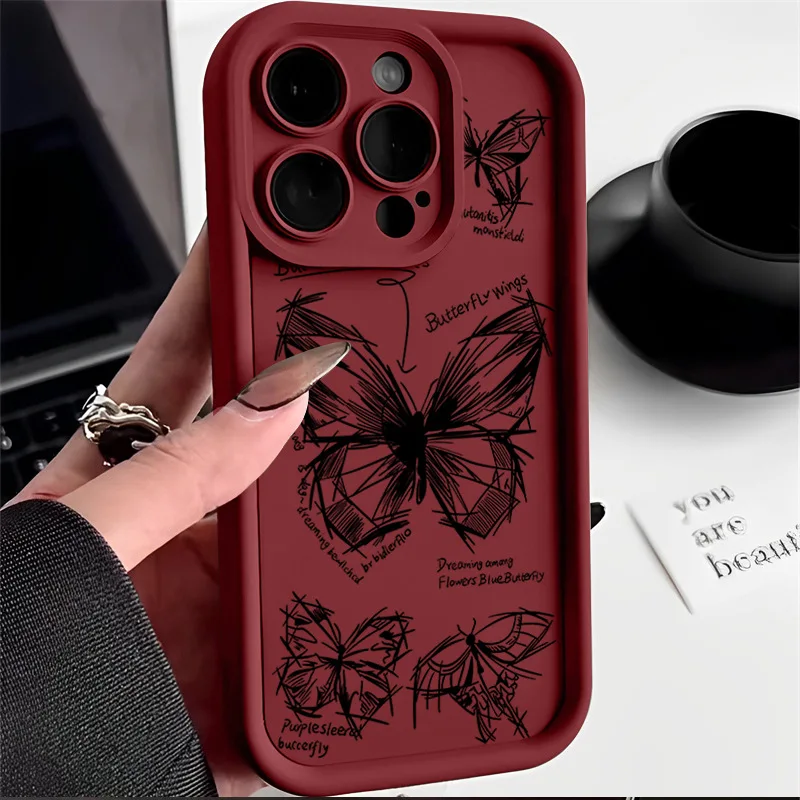 Art hand-painted butterfly For iPhone 16 15 14promax phone case personality fashion For iPhone 13 12pro 11 female model