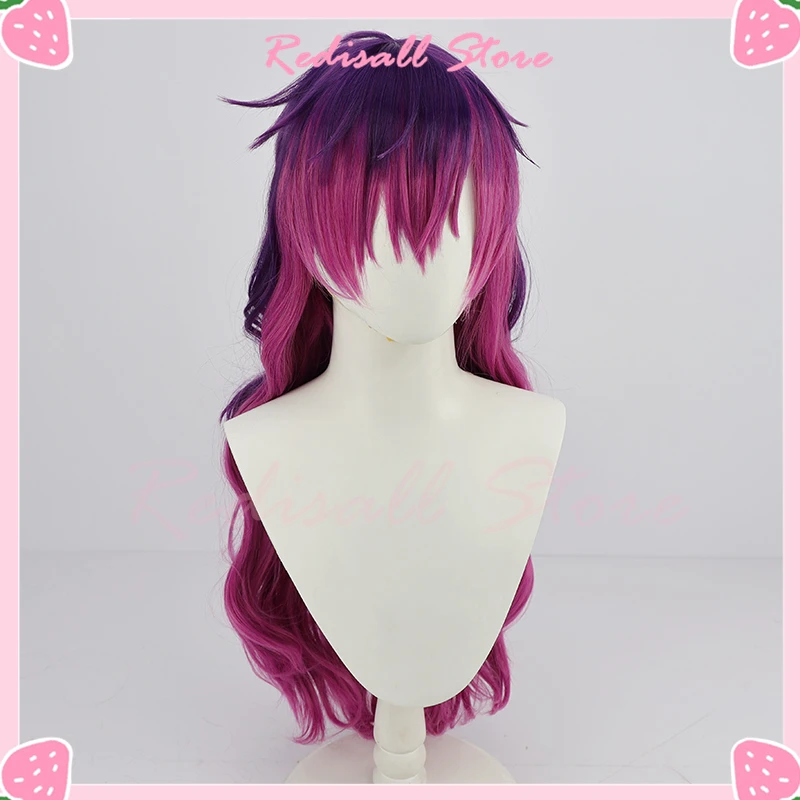 Female Version Uki Violeta Cosplay Wig  Long Curly Mixed Purple Synthetic Heat Resistant Hair Men Women