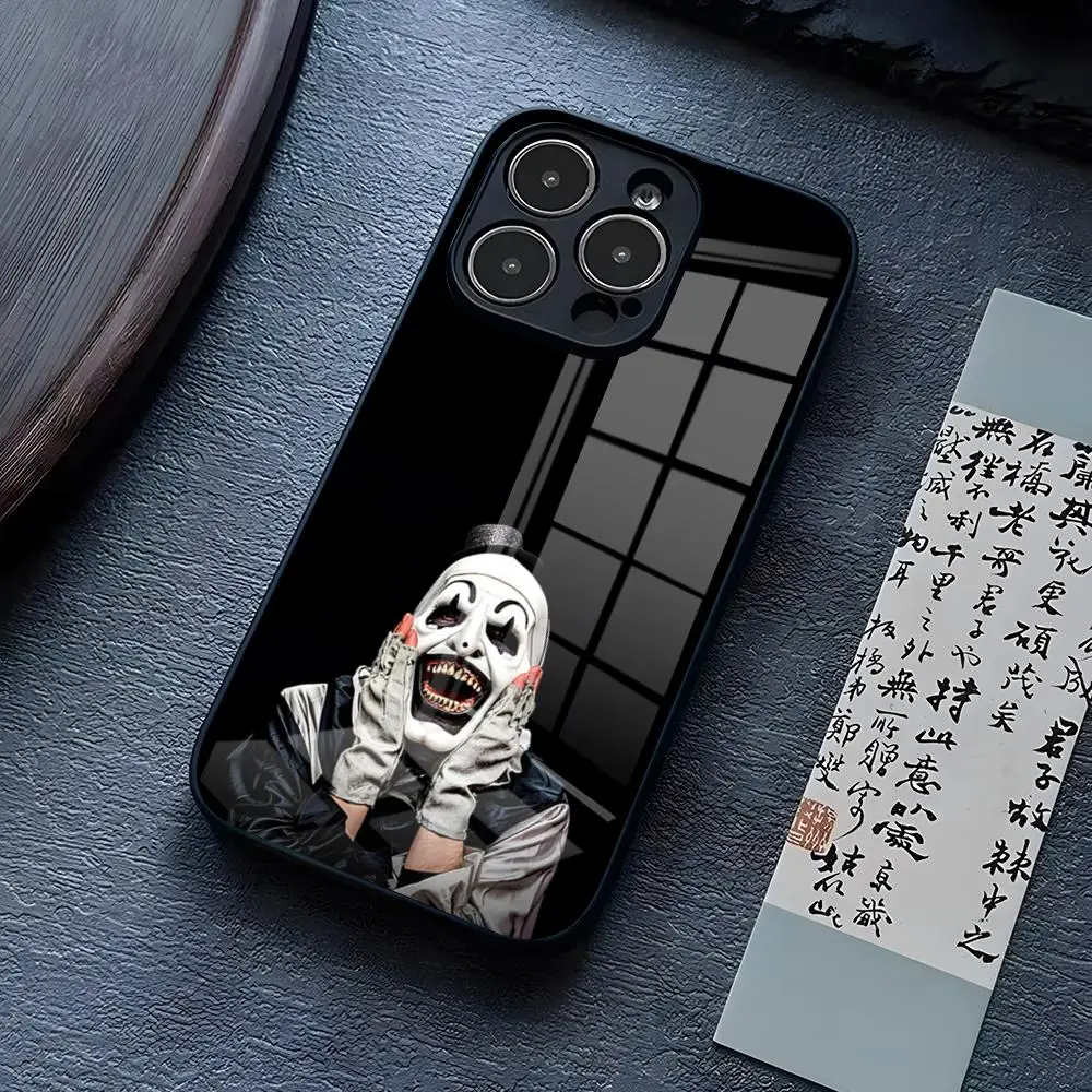 Horror Movie Terrifier Phone Case For IPhone 13 Pro Max 14 16 Plus 12 Mini 11 15 X XR XS 8 7 Plus SE Tempered Glass Back Cover